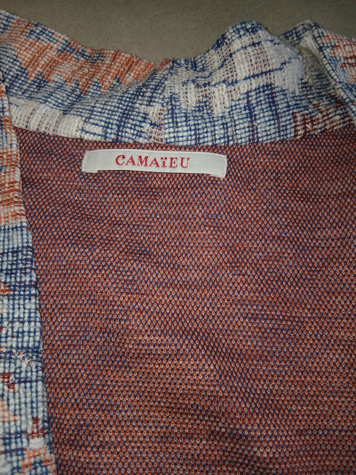 Chaqueta kimono Camaïeu – Estampado étnico azul/coral – Talla L – photo 3